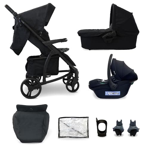 Image of My Babiie MB200i 3-in-1 Travel System - Baby Pushchair, Carrycot, Infant Car Seat (R129 i-Size), Foldable, Includes Footmuff, Rain Cover, from Birth to 22kg (4 Years Approx.) - Black Leopard