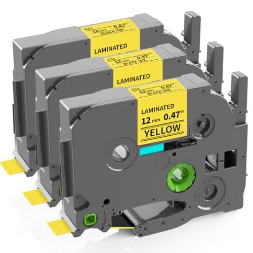 Image of Doruimi Compatible with Brother P Touch Black on Yellow TZe-631 Laminated 12mm 0.47 inch TZe TZ Label Tape, Work with Brother Ptouch PT-H110 H100R D210VP H101C H200 H105 H100LB, 12mm x 8m, 3-Pack