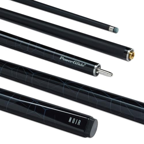 Image of POWERGLIDE Snooker Pool or Billiard Cue Stick | Noir | Fibreglass | Ultra Smooth High Gloss | 2 Piece 50/50 Joint | Black Cracked Ice | 19 oz | 10mm Tip | Full Size 57"