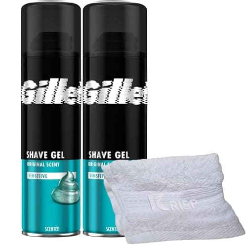 Image of 2 x 200ml Shaving Gel for Men - Soothing Formula, Ideal for Sensitive Skin - Clear Gel, Gentle Men's Shave gel with Soft KRISP Towel