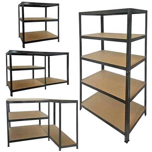 Image of Nassboards Garage Shelving Units - Shelves and Shelving Unit for Garage Storage, Heavy-Duty Storage Unit and Storage Shelves- Metal, Boltless, 90 x 40 x 180cm, 875 kg Capacity, 175 kg Per Shelf