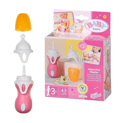 Image of BABY born Interactive Bottle & Spoon 832493 - For 43cm Dolls - Includes Two Attachments & Sound Effects - Suitable for Kids From 3+ Years