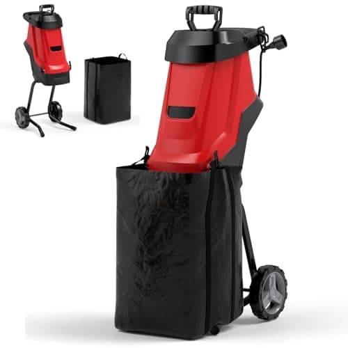 Image of COSTWAY Garden Shredder, 1800W Electric Wood Chipper with 49L Collection Bag, 4000RPM Speed, 45mm Cutting Diameter, Dual-edged Blades, Wheels & Safety Knob, Garden Mulcher for Branches Debris
