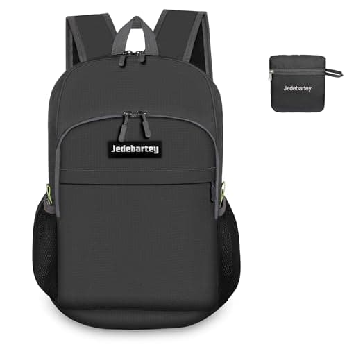 Image of Jedebartey Rucksack, 22L Ultra Lightweight Backpack Foldable Hiking Daypack Small Travel Day Bag for Men Women Kids Outdoor Sports Camping Mountaineering Walking Cycling Climbing (Black)