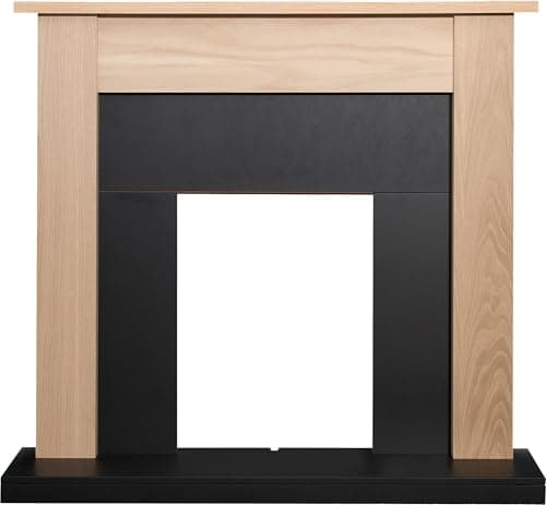 Image of Adam Southwold Fireplace in Oak & Black, 43 Inch