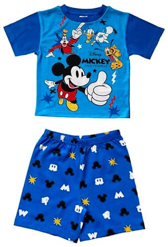 Image of Disney Mickey and Friends Boys Short Sleeve Pyjama Set, Ages 12 Months to 6 Years (UK, Age, 2 Years, 3 Years) Blue