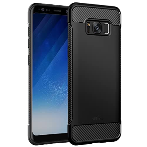 Image of JETech Slim Fit Case for Samsung Galaxy S8, Thin Phone Cover with Shock-Absorption and Carbon Fiber Design (Black)