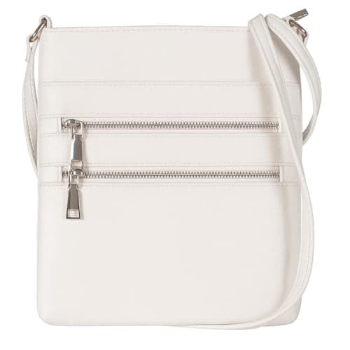 Image of Mabel London Tessa Women’s Small Cross Body Handbags – Vegan Leather Trendy Messenger Long Shoulder Strap Handbag For Travel, Work & Everyday Use (Off White)