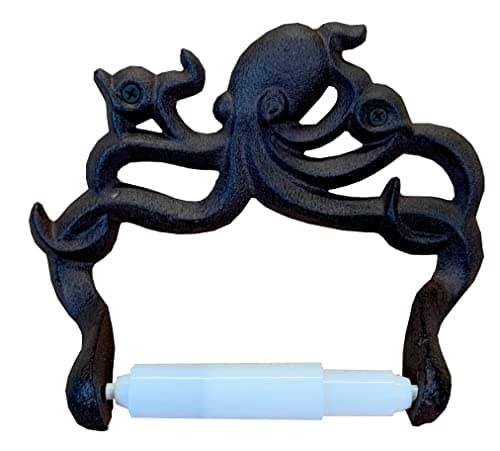 Image of Selections Wall Mounted Octopus Shaped Toilet Loo Roll Holder in Cast Iron
