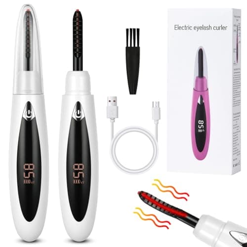 Image of LOPHE Electric Heated Eyelash Curler, 3 Temperature Modes, Natural 24 Hours Long Lasting with Silicone Pad - White