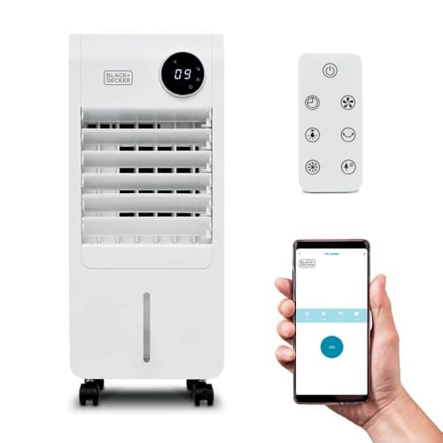 Image of BLACK+DECKER Smart Digital Air Cooler, App & Remote Control, Weekly Programmable Timer, 3 Airflow Modes, Portable with 7L Water Tank, BXAC65014GB