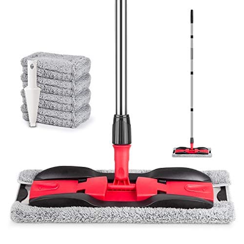 Image of MEXERRIS Microfibre Mops for Cleaning Floors - Floor Flat Mop with 4 Reusable Pads & 59"Adjustable Handle - Dry Dust Mops for HardwoodWood Laminate Tile Floors Cleaning - Commercial Home Mop
