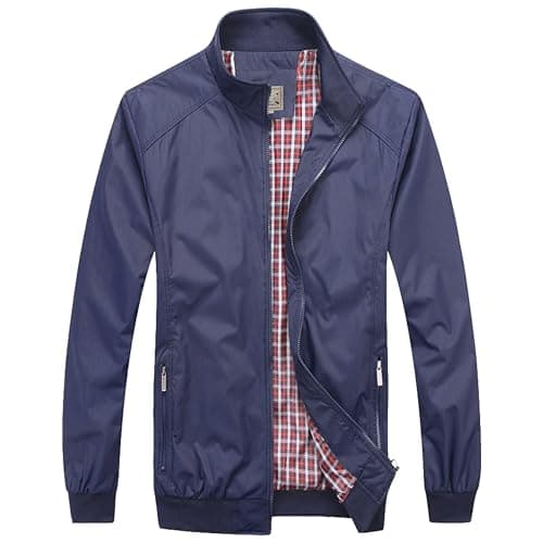 Image of Blu Apparel Mens Harrington Jackets Bomber jacket men Sports Smart Casual Spring jackets for Men UK Black Navy S M L XL 2XL (UK, Alpha, M, Regular, Regular, Navy)
