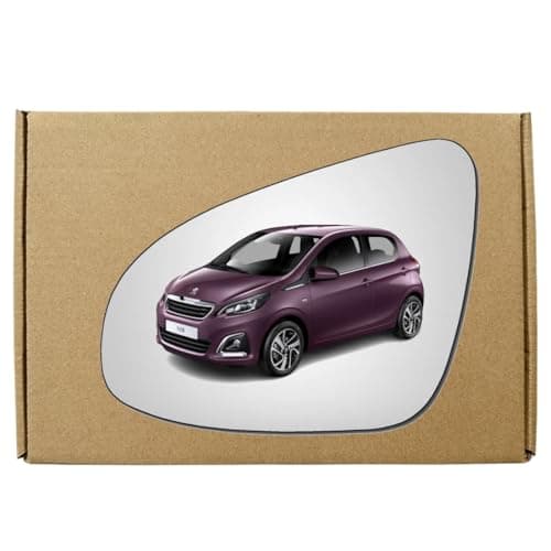 Image of GAPlus Replacement Wing Mirror Glass Left Compatible with Peugeot 108 2014-2021 STICK-ON Passenger Near Side Convex
