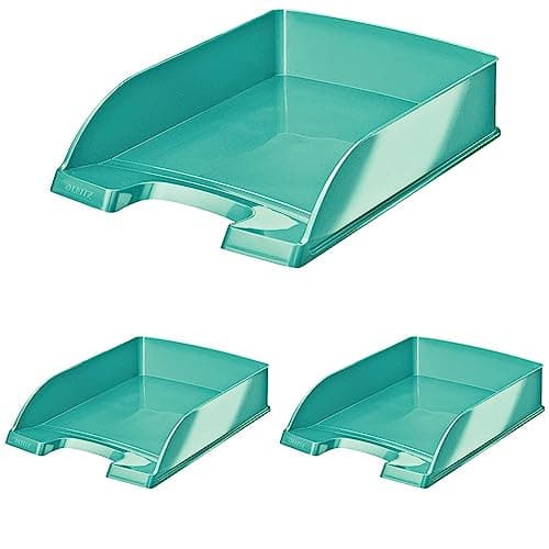 Image of Leitz A4 Letter Tray, Ice Blue, WOW Range, 52263051 (Pack of 3)