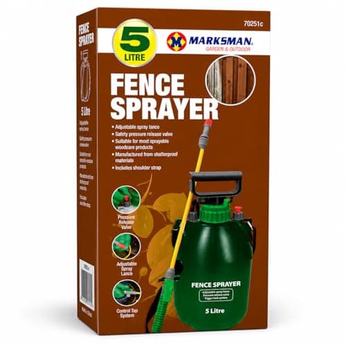 Image of 5 Litre Fence Sprayer Pressure Pump | Adjustable Nozzle, Garden & Wood Treatment Sprayer with Shoulder Strap | Ideal for Fence Painting, Pest Control, Plant Care & Cleaning