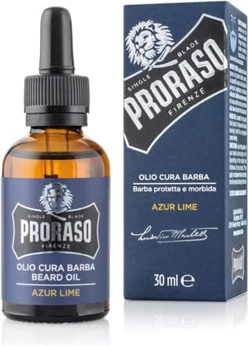 Image of Proraso Beard Oil, Azur Lime, 30ml, Scented Beard Softener For Men Softens and Protects Long, Bristly Beards & Promotes Healthy Growth, Made in Italy