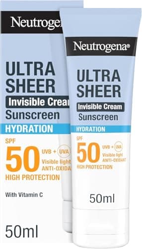 Image of Neutrogena Ultra Sheer Invisible Cream Sunscreen Hydration SPF50 (1x 50ml), Facial Sun Cream with Vitamin C, High Broad-Spectrum Protection, 24h Hydration for Dry to Very Dry Skin, for Daily Usage