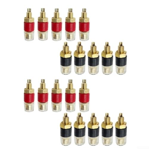 Image of 20pcs 4mm Brass Binding Posts with Transparent Shell for Audio Engineering Projects Requiring Terminals (10Black10Red)