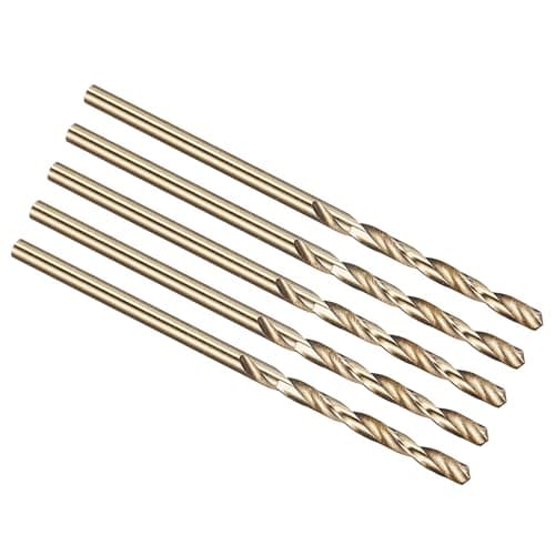 Image of PATIKIL 2mm Drill Bit, M42 8% Cobalt High-Speed Steel Jobber Straight Shank 135° Gold Finish for Hard Metal High-temperature Titanium Alloy - 5 Pack
