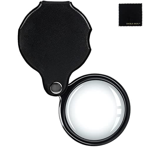 Image of 20X Pocket Magnifier - Black Mini Portable Handheld Folding Eye Loupe Magnifying Glass Lens with Rotating Protective Holster for Reading Inspection OS18