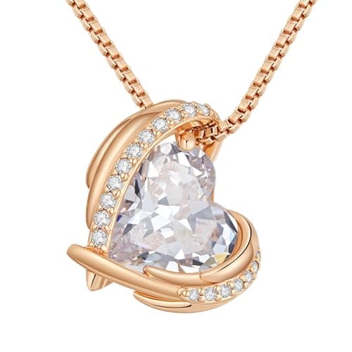Image of CDE Necklaces for Women Pendant Jewellery, 925 Sterling Silver Brass Plating Rose Gold Gifts for Women Her Wife Girlfriend Anniversary Birthday Mothers Day Christmas (Brass Plating Rose Gold-04-Apr)