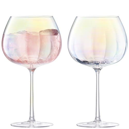 Image of LSA International Pearl Balloon Goblet 650ml Mother of Pearl | Set of 2 | Handmade Porcelain | Hand Painted | PE24
