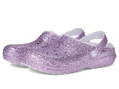 Image of Crocs Unisex Kids Clog, Classic Lined Chunky Glitter Clog K, Purple Moon, 5 UK Child