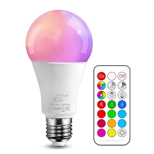 Image of iLC 10W E27 Edison Dimmable RGBW LED Colour Lamp, Dual Memory, 12 Colours, Wireless Remote Control Included