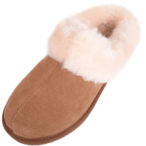 Image of SNUGRUGS Women's Harriet Sheepskin Slipper Mule with Cuff - Chestnut - UK 5