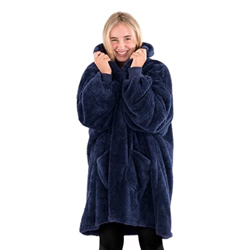 Image of Snug Rug Wearable Blanket Hoodie Sherpa Fleece Adults Size Hooded Hoody Unisex (Navy)