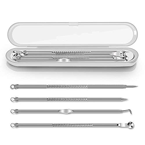 Image of Blackhead Remover Kit, Extractor Removal Set Professional Stainless Steel Pimple Popper Tool Treatment for Whitehead Blemish Acne Comedone Pimple Popping (Silver)