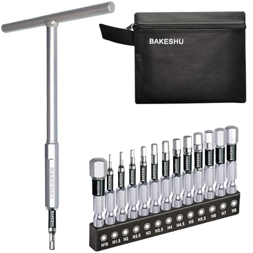 Image of BAKESHU 13 Piece T-Handle Allen Key Set,Metric 1.5-10mm Hex Key Set.S2 Hex Bits for Furniture Assembly, Bike,Motorcycle,Mechanical Maintenance, Home Repair