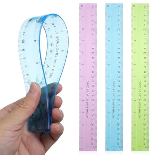 Image of Grevosea 3 Pcs Flexible Rulers, 12 Inch/30cm Bendable Ruler for Kids Gradient Colored Soft Plastic Ruler with Centimeter and Inch for School Classroom Office Supplies (Pink, Blue, Green)