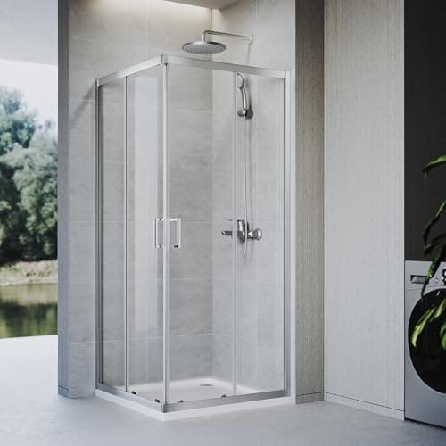 Image of ZANOFIRA 900 x 900mm Square Sliding Corner Entry Shower Enclosure Double Sliding Shower Doors 6mm Safety Clear Tempered Glass Reversible for Wet Room Bathroom Shower Cubicle