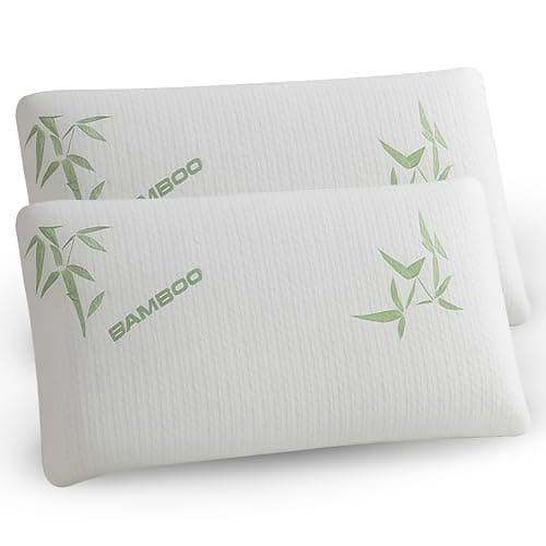 Image of Aspect Pack of 2 Bamboo Bed Memory Foam Pillow For Sleeping Neck and Head Support Anti Allergy Orthopedic Pillows Deep Sleep Neck Pillow Superior Comfort Antibacterial Pillow for Side & Back Sleepers