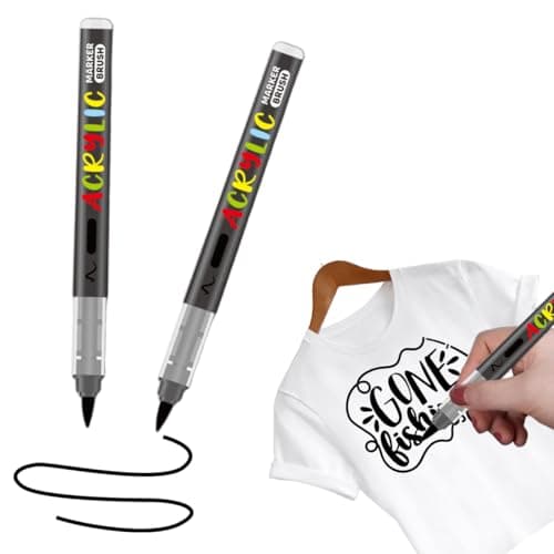 Image of YAYNO Pack of 2 Black Textile Pens, Machine Washable, Soft Pen, 1-5 mm Textile Markers, Lightfast and Waterproof Pens, Textile Paint, Permanent Fabric Colouring Pens for T-Shirt, Fabric Bag, Crafts
