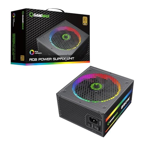 Image of GameMax RGB 850W Pro Modular 80 Plus Gold Power Supply With 14cm ARGB Fan | Black