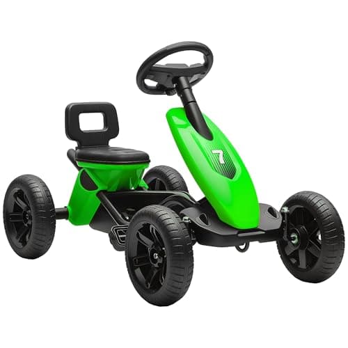Image of AIYAPLAY Pedal Go Kart for Kids, Children Ride-On Race Car with Silent EVA Tyres, for 2-5 Years, Green