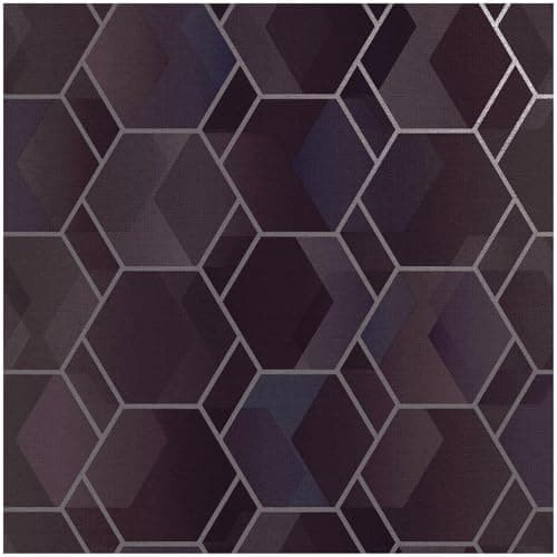 Image of Cassius Purple Silver Wallpaper - Geometric Hexagon - Paste The Wall Washable Strippable - 10.05m x 53cm - Contemporary Versatile Sophisticated - Bedroom Living Room Lounge - Feature Statement Wall
