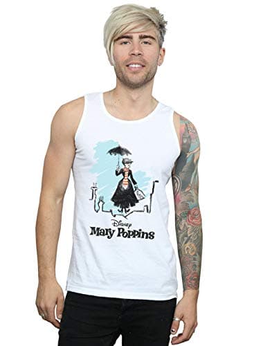 Image of Disney Men's Mary Poppins Rooftop Landing Colour Vest White X-Large