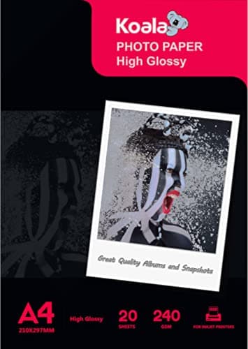 Image of KOALA Inkjet Photo Paper A4 Glossy 20 Sheets 240 GSM for Canon Hp Epson Inkjet Printer