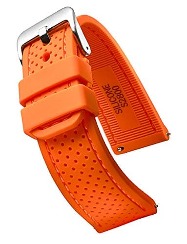 Image of STUNNING SELECTION ALPINE Premium Quality Sporty Silicone Waterproof Watch Band with quick release - Soft Rubber Watch Strap - Assroted Colors - 20 mm, 22 mm and 24 mm (20MM, ORANGE)