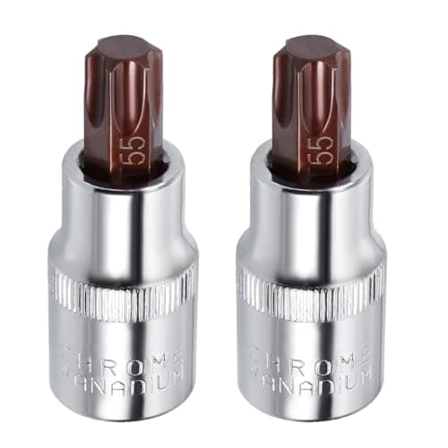 Image of Juttzzei 2PCS Torx Bit Socket, 1/2" Drive, T55 Torx, S2 Alloy Steel, 60mm Length