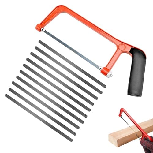 Image of 11 Pcs Hack Saw Adjustable Angle Hand Saw with 10 Exchangeable Blades for Wood Heavy Duty Mini Hacksaw Junior Hacksaw for Cutting Plastic, PVC Pipe,Tile, Metal