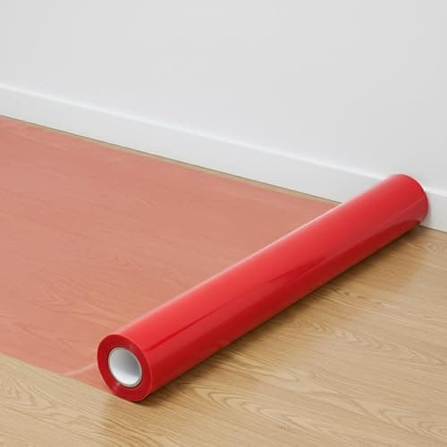 Image of WINSOME Floor Protector Roll Hard Floor Protection Sticky Back Plastic Clear - DIY Dust Sheet Cover for Decorating and Painting - Non Slip and Anti-Skid Temporary Protection Film (60cm x 25M Roll)
