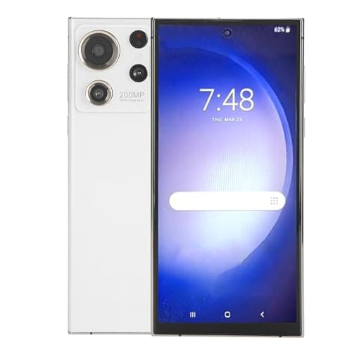 Image of Yunseity Mobile Phone, Face Lock HD 6.8 Inch Smartphone 6800mah 2.4g 5g Wifi Dual Camera Game (White)