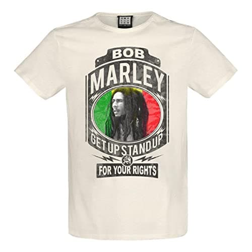 Image of Amplified Fight for Your Rights Bob Marley Crew Neck T-Shirt Vintage White XXL