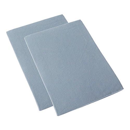 Image of HOMESCAPES Blue Brushed Cotton Fitted Cot Sheet, Set of Two, Plain 100% Cotton, 70 x 140 cm