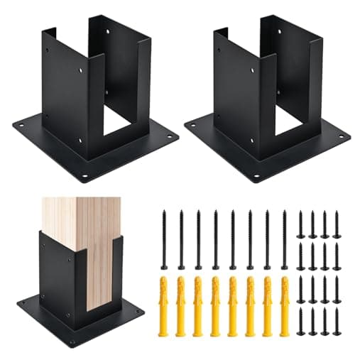 Image of 4x4 Post Base, Post Anchors (Inner Size 4"x4"), Deck Post Brackets Support Deck Base Mailbox Mount Post Anchor Outdoor for Support Deck Base Plate Pergola Brackets Fence Kit (2 PCS)